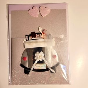 JUST MARRIED GREETING CARD bride groom car